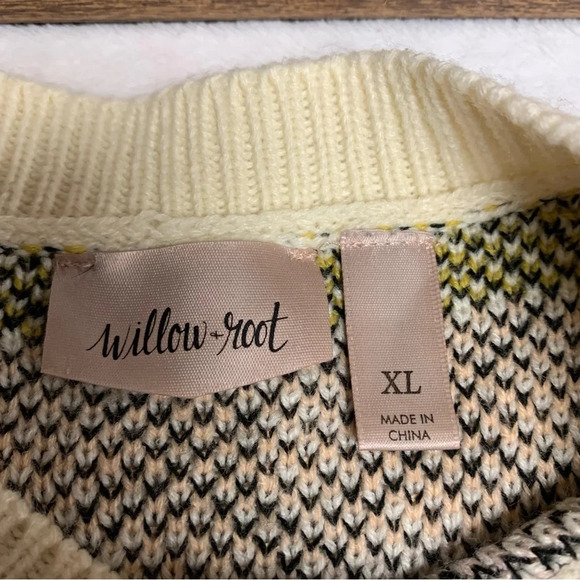 Willow & Root XL cropped sweater argyle style cream/green/pink - Picture 5 of 6